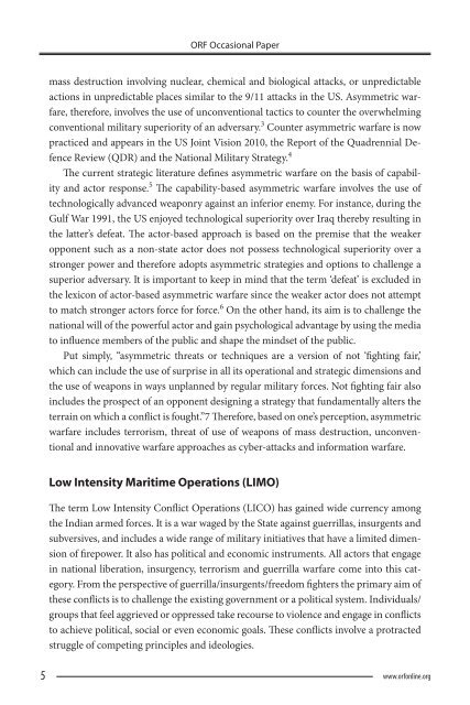 Asymmetric Warfare And Low Intensity Maritime Operations