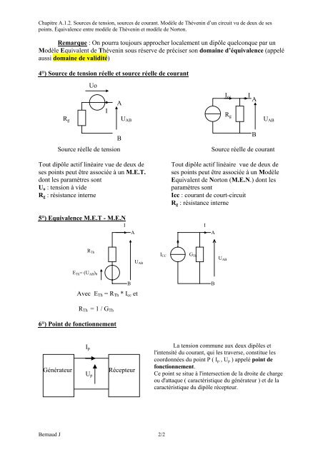 1Â°) Source idÃ©ale de tension I (A) U (V) E E Ex : alimentation ...