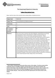 The Hong Kong Polytechnic University Subject Description Form