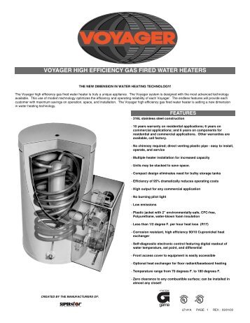 voyager high efficiency gas fired water heaters - Heat Transfer ...