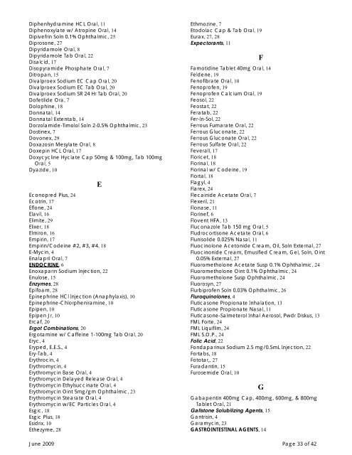 San Diego County Medical Services Drug Formulary