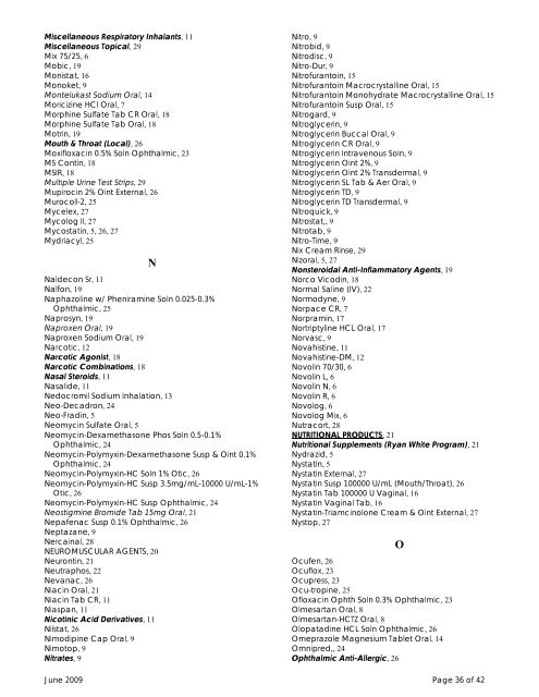 San Diego County Medical Services Drug Formulary