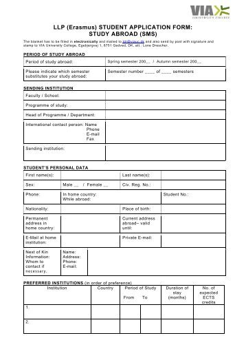 LLP (Erasmus) STUDENT APPLICATION FORM: STUDY ABROAD ...