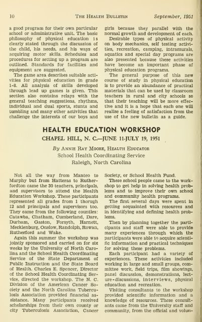 The Health bulletin [serial] - University of North Carolina at Chapel Hill