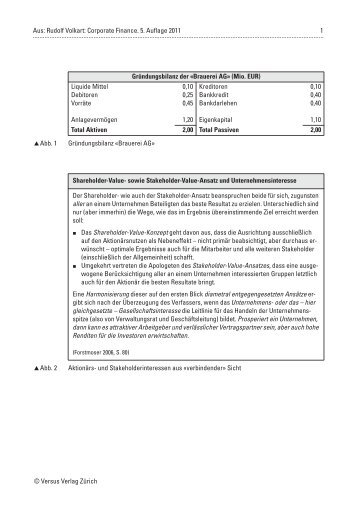 Aus: Rudolf Volkart: Corporate Finance. 5. Auflage 2011 1 ...