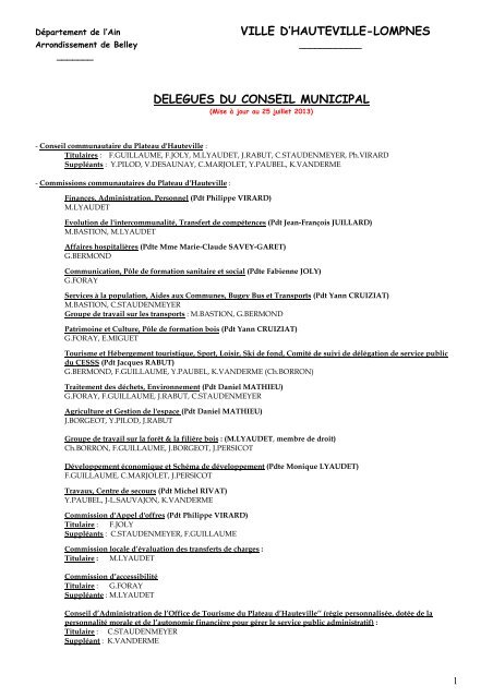DELEGUES DU CONSEIL 25 07 2013 - Administrateur