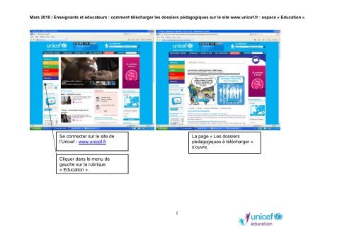 process telechargement dossier pedagogique-Internet - Unicef