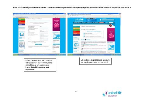 process telechargement dossier pedagogique-Internet - Unicef