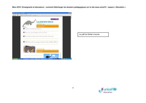 process telechargement dossier pedagogique-Internet - Unicef