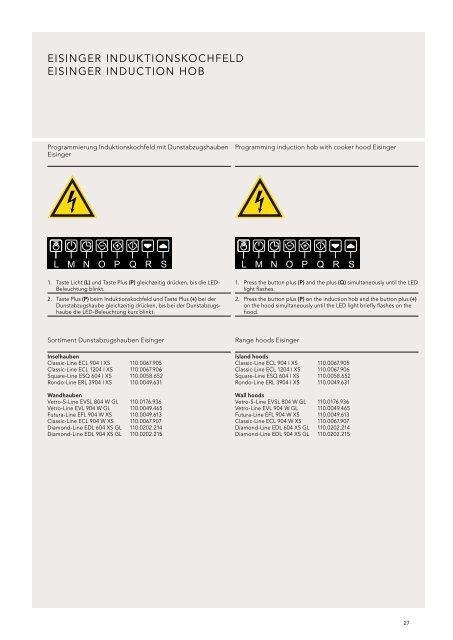 Bedienungsanleitung | OPeRating instRuCtiOns - eisinger swiss