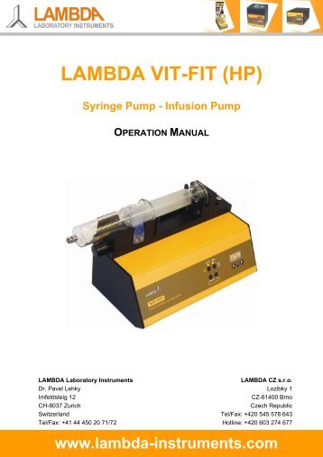 LAMBDA VIT-FIT and VIT-FIT HP syringe pump - infusion pump ...