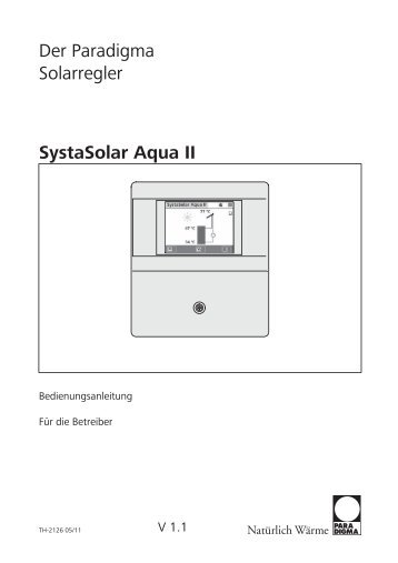 Der Paradigma Solarregler SystaSolar Aqua II - World of Heating