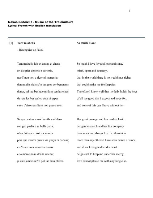 Lyrics Naxos