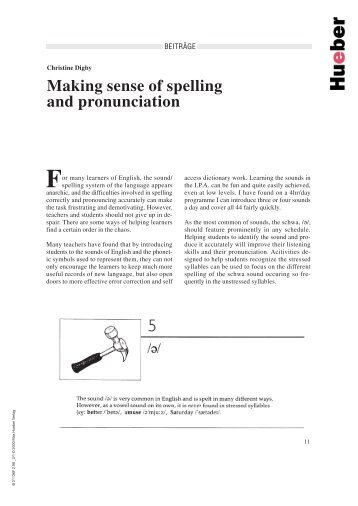 Making sense of spelling and pronunciation