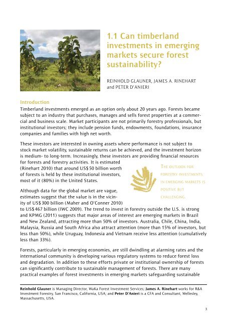 1.1 can timberland investments in emerging markets secure forest ...