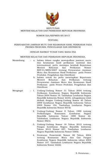 52A KEPMEN-KP 2013.pdf - Info Hukum - Kementerian Kelautan ...