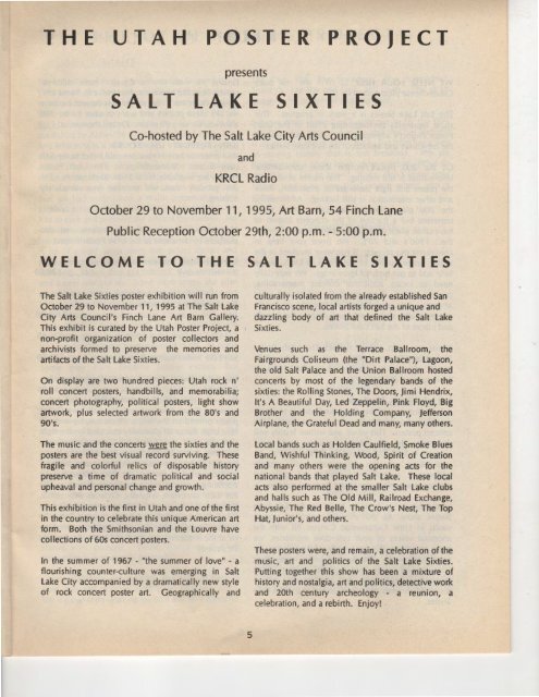 salt lake sixties - Theater X net
