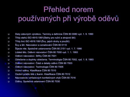 Technologie oděvní výroby - Technická univerzita v Liberci