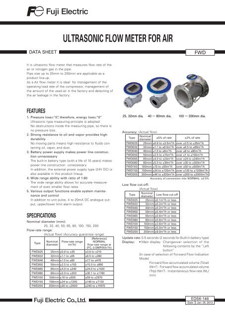 Ultrasonic Flowmeter for Air - Fuji Electric