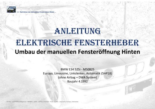 BMW E46 Elektrische Fensterheber Hinten Nachrüsten 