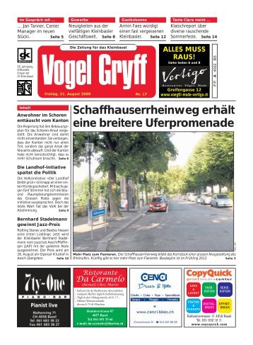 Schaffhauserrheinweg erhält eine breitere ... - Vogel Gryff