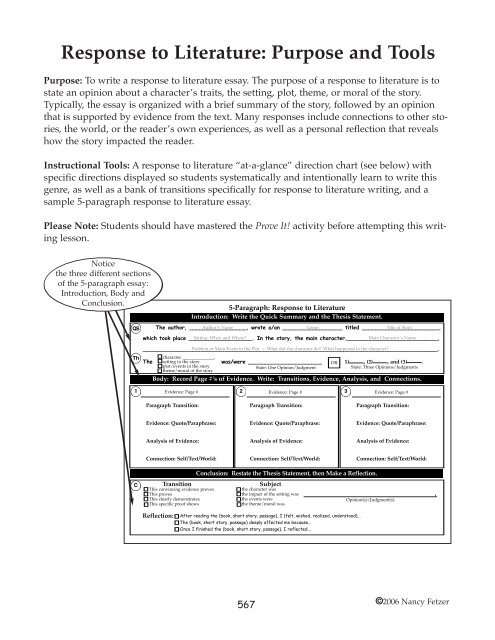 Healthy Lifestyle Essay Essay In English Literature also Thesis In An Essay Response To Literature Purpose And Tools Nancy Fetzer Thesis Statement In Essay