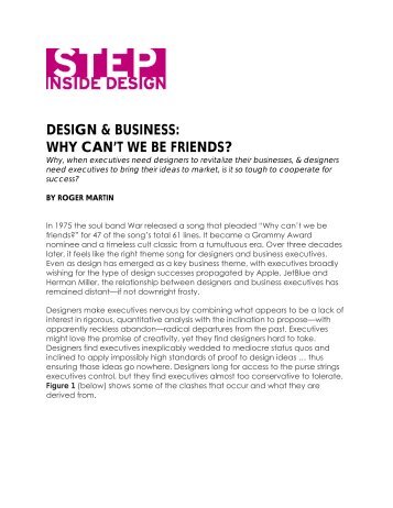 DESIGN & BUSINESS: WHY CAN'T WE BE FRIENDS? - Roger Martin
