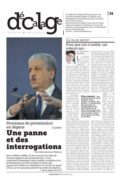 Fr-30-07-2013 - AlgÃ©rie news quotidien national d'information