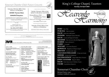 to view the concert programme - Somerset Chamber Choir