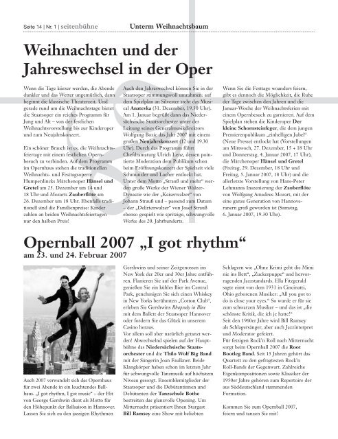Das Journal der staatsoperXhannover Nr. 1/2006 - Staatsoper ...