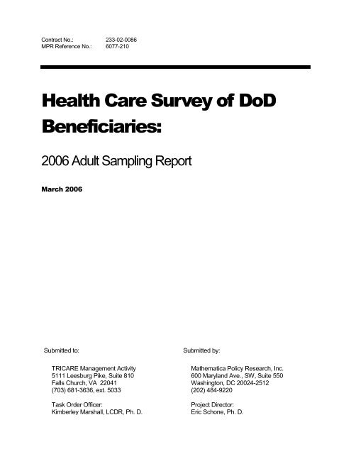 2006 HCSDB Adult Sampling Report - Tricare