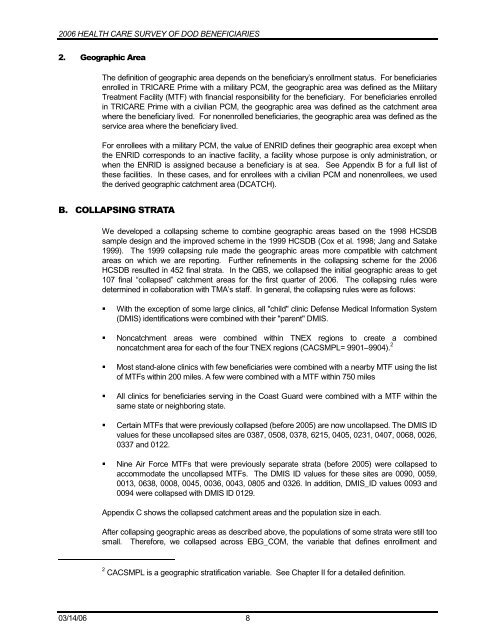 2006 HCSDB Adult Sampling Report - Tricare