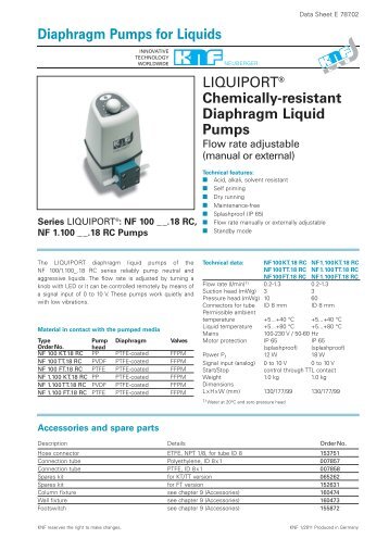 Diaphragm Pumps for Liquids - KNF