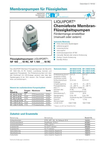 Chemiefeste Membran- Flüssigkeitspumpen - KNF