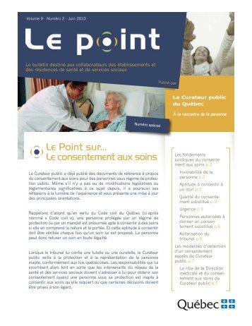 Point Vol. 9, n - Le Curateur public du QuÃ©bec