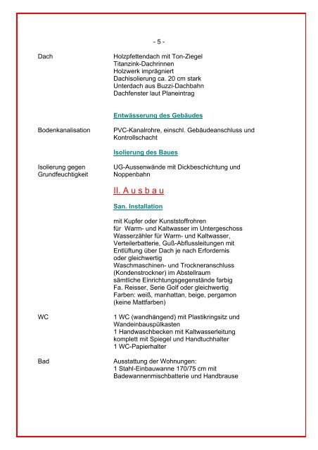 Katharinenplaisir, Backnang Baubeschreibung - Klink-HAUS GmbH