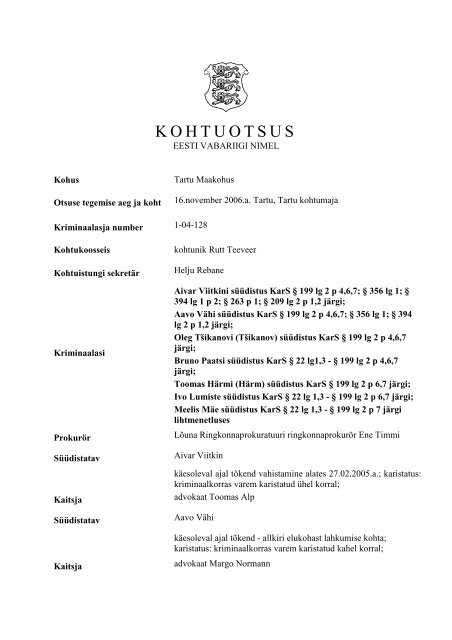 KOHTUOTSUS - Politsei