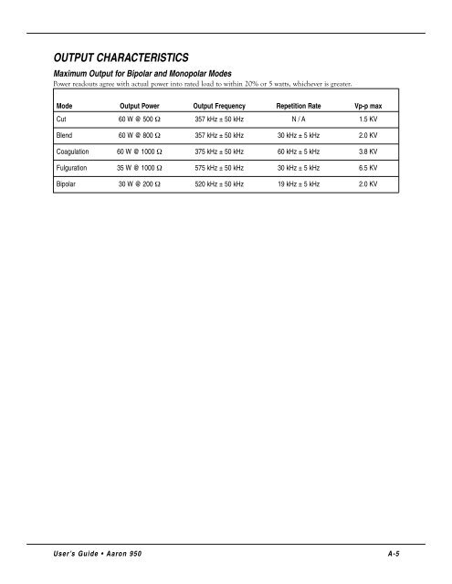 Aaron Bovie 950 User Manual - Med-E-Quip Locators