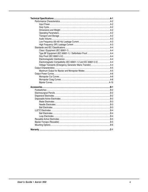 Aaron Bovie 950 User Manual - Med-E-Quip Locators