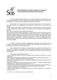 La sensibilisation du milieu scolaire - Sdis77