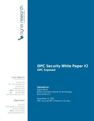 OPC Security White Paper #2 - ICS-CERT