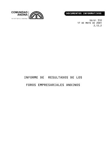 informe de resultados de los foros empresariales andinos - Intranet