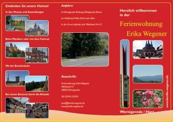 Ferienwohnung Erika Wegener - Ferienwohnung Wernigerode / Harz