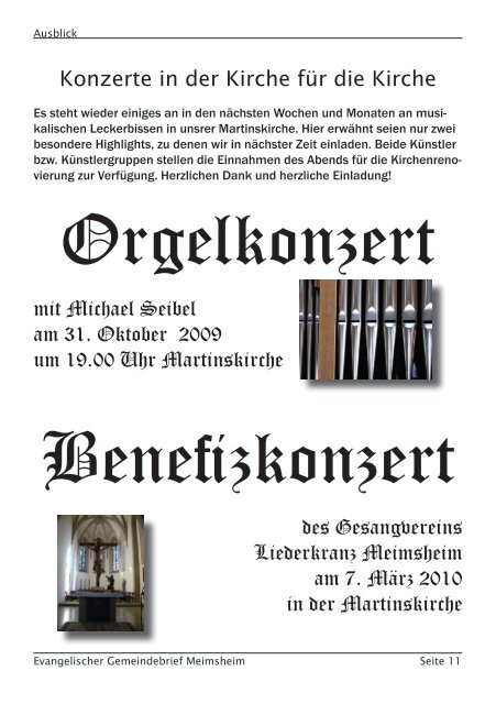 Gemeindebrief Herbst 2009.indd - Evangelische Kirchengemeinde ...