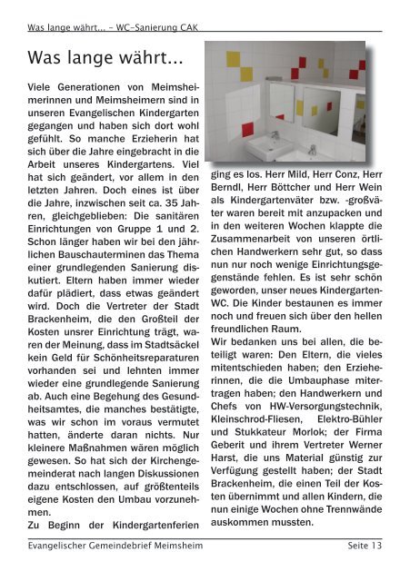 Gemeindebrief Herbst 2009.indd - Evangelische Kirchengemeinde ...