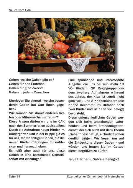 Gemeindebrief Herbst 2009.indd - Evangelische Kirchengemeinde ...