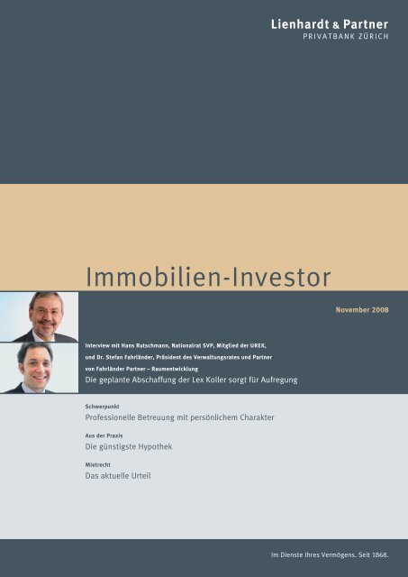 Immobilien-Investor - Lienhardt & Partner - Privatbank Zürich