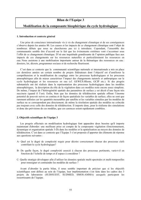 Demande de renouvellement (2007-2010) - Cesbio