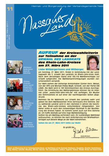 Mitteilungsblatt Ausgabe 11 - 2011 - Verbandsgemeinde Nassau