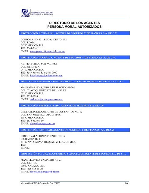 NOMBRE: AARCO, AGENTE DE SEGUROS Y DE FIANZAS, S - CNSF